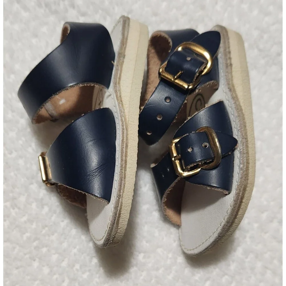 Child Life Vintage Baby Sandals Infant Size 1 Blue Leather 1980's 3-6 months EUC